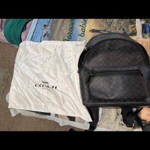 Black Leather Coach Backpack